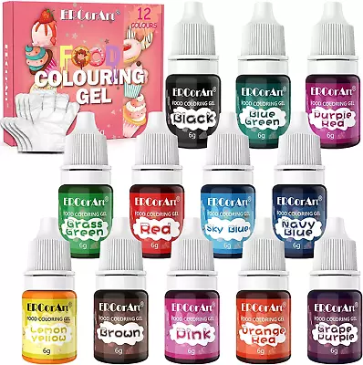 £10.18 • Buy 12 Colours Gel Food Colouring - Icing Gel Colours Set With Gloves, Gel Food For