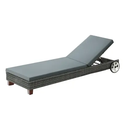 $161.36 • Buy Gardeon Sun Lounge Wicker Lounger Day Bed Wheel Patio Outdoor Furniture Setting