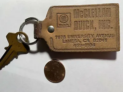 Vintage Buick Dealer Leather Keyring & Key McClellan Buick La Mesa California • $9.99