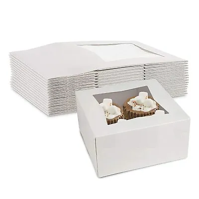 MT Products Cupcake Box - 6  X 6  X 3  White Bakery Boxes With Window Pack Of 15 • $19.77