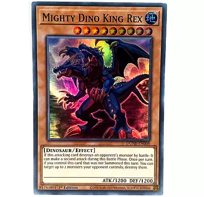 YUGIOH Mighty Dino King Rex DUNE-EN008 Super Rare Card 1st Edition NM-MINT • £0.99