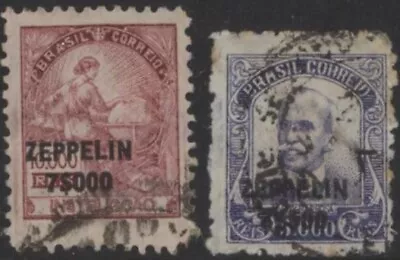 Brazil 1931 Zeppelin Air Stamps 3$500 & 7$500 Used • £18