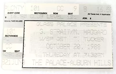 1988 Concert Ticket Stub George Strait Merle Haggard Palace Auburn Hills #17293 • $12.96