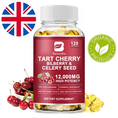 Tart Cherry Extract 120 Capsules 12000mg Joint & Sleep Support High Strength • £13