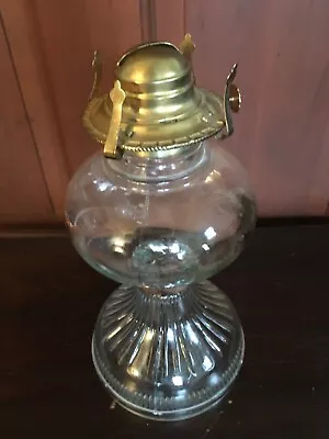 Vintage Clear Glass 10” Kerosene Oil Lamp With Burner • $9.50