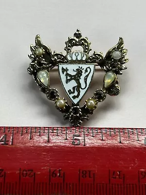 Vintage Brooch With Lion Enamel Design • $8