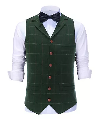 Men's Retro Vest Vintage Waistcoat Cowboy Groomsmen Bestman Wedding Party Vests • $21.05