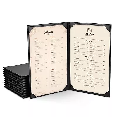 WeChef 10 Packs Restaurant Menu Covers 8.5 X 14 Book Style 2 Pages 2 Views Black • $149.90