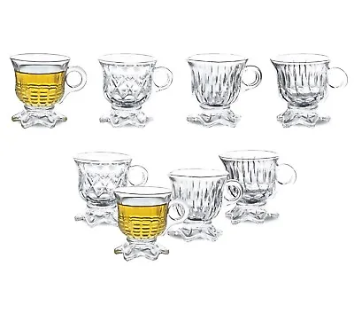 Set Of 6 Piece Glass Tea Cup Set 8.5 CM High Hot Drink Tea Mug Cappuccino Cups • £9.45