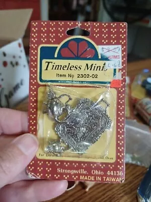 Timeless Minis Lot :Serving Silver Tone Tea Set Doll Miniature 1:12 • $7