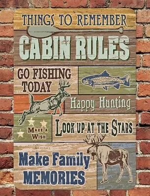 Cabin Rules Sign Metal Aluminum 8 X12  • $12.75