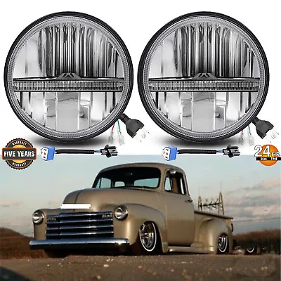 Pair LED Headlights DRL H4 H13 7 Inch Fit 1947-1957 Chevrolet Truck GMC Pickup • $79.98