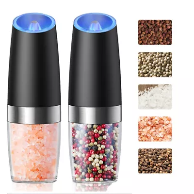 2 In 1 Electric Gravity Ceramic Salt Mill Set Electric Salt And Pepper Grinder • £13.27