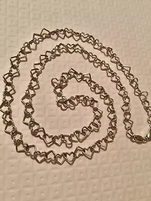 Milor Italy 24” Sterling Silver 925 Continuous Heart Link Chain Necklace • $25