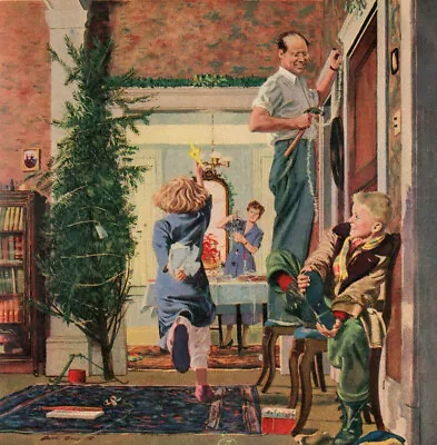 DECK THE HALLS FOR CHRISTMAS  NORMAN ROCKWELL8x10 Poster FINE ART Print INTRO • $3.99