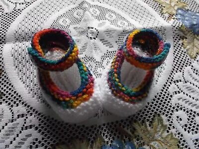£1.95 • Buy Hand Knitted  Baby Shoes / Booties 0-3 Months