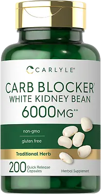 White Kidney Bean Extract Carb Blocker | 6000mg | 200 Capsules | By Carlyle • $11.79