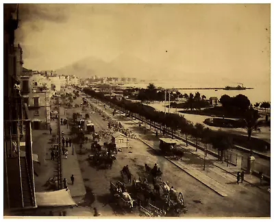 Italy Naples Via Marina Vintage Albumen Print Albumin Print 20x25  • $105.49