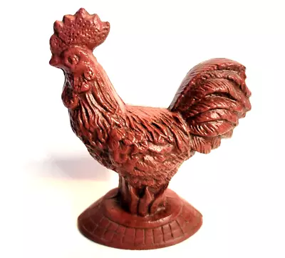 Vintage Cast Iron Brownish Red Rooster 6 Inch Tall Figurine Decor • $18.99