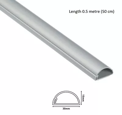 50 Cm Long D-Line 30 X 15 Mm Trunking Aluminium Cable Management Hide Cover • £7.25