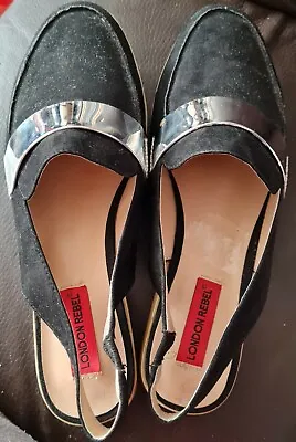 Ladies Black And Silver Sling Back Shoeslondon Rebel6/39. • £8.99