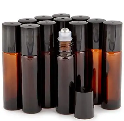 12 Pack10 Ml AMBER Glass Essential Oil Roller Bottle + Removable Metal Roller  • $8.99