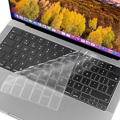 Transparent Slim MacBook Pro 2023 14 & 16 UK/EU Keyboard Cover Soft Clear Skin • £6.99