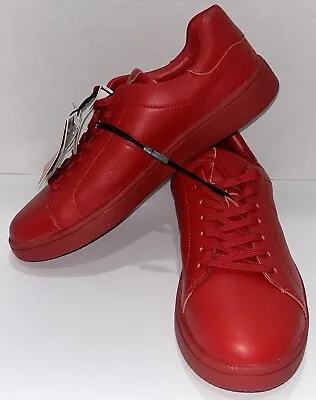 Rare ZARA Red Leather Round Fashion Sneakers Casual Men's Shoes Size 10 NWT • $57