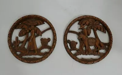 Vintage Syroco Wood Mexican Themed Man & Woman Folk Art Plaques • $23.99