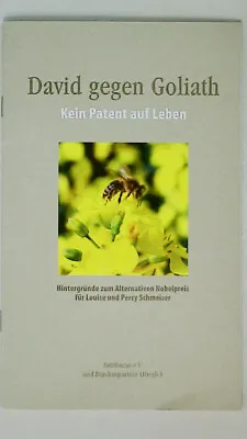 126102 DAVID GEGEN GOLIATH Kein Patent Auf Leben ; Hintergründe Zum Alternative • £8.13