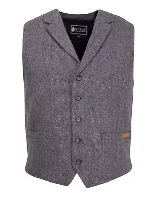 Outback Trading Co. Mens Jessie Wool Vest Charcoal Or Dk Brn Herringbone #29785 • $84.95