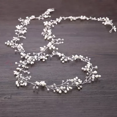 £3.34 • Buy Women Bridal Crystal Pearl Hair Head Band Garland Flower Headband For Wedding