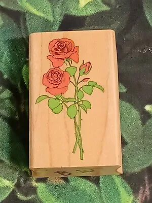 Hero Arts Long-Stemmed Roses Rubber Stamp D701 Love 1989 Wood Mount • $12.99