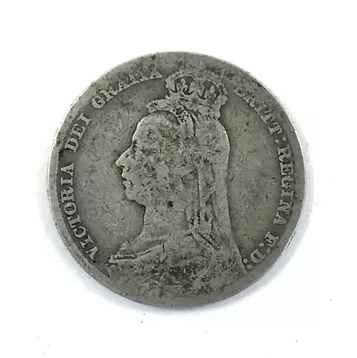 1890 Queen Victoria Jubilee Head Silver Shilling Coin UK Great Britain England • $12.95