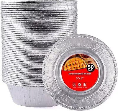 50 Pack Pie Pans 5 Inch Mini Pie Tins Disposable Round Aluminum Foil Tart Pan • $15.99