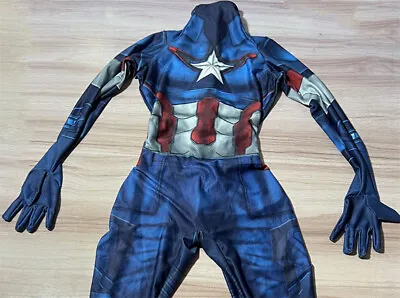 Captain America Costume Cosplay Jumpsuit Halloween Zentai Adult/Kids • $43.68