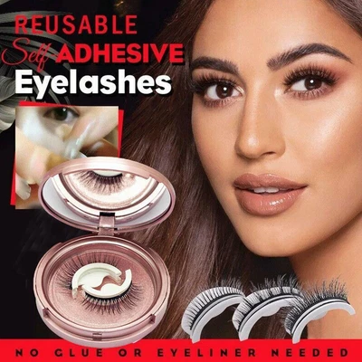 £4.50 • Buy 2Pcs Reusable Self Adhesive Lashes Glue Free Waterproof False Eyelashes New