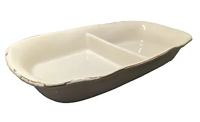 Vietri Made In Italy 14.5” Oval Divided Vegetable Bowl In Crema • $40