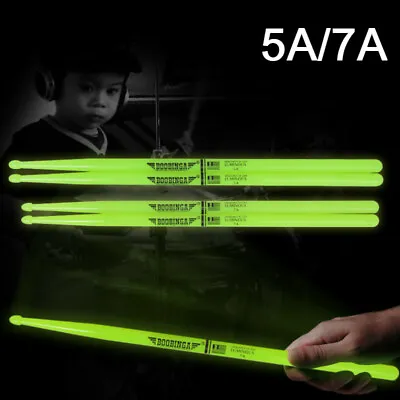 $21.35 • Buy 5A/7A Drum Sticks Glow In The Dark Stage Percussion Band Musical Instrument New