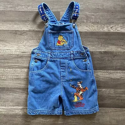 Vintage Winnie The Pooh Kids Overalls Size 4 Disney Tigger Pooh Denim Jeans • $26