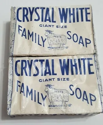 Vintage Crystal White Colgate Palmolive Peet Giant Size Family Soap Bar Lot Of 2 • $15.96