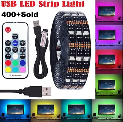 3M Waterproof RGB LED Strip Lights IP65 5050 5V Remote Battery USB Powered Light • $21.49