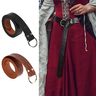 Medieval Leather Ring Belt Renaissance Cosplay Viking LARP Unisex Costume • £14