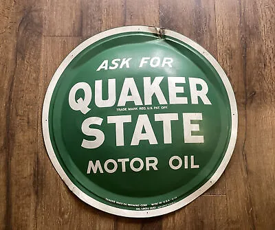 $425 • Buy Vintage Quaker State Motor Oil Metal Button Sign  Gas Service Station