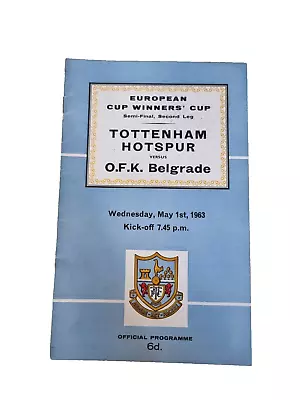 1963 ECWC Semi Final Tottenham Hotspur V OFK Belgrade 2nd Leg 1st May • £7.99