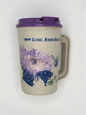 Vintage Long John Silvers Travel Mug Large 22 Oz Insulated Cup Purple EUC • $8