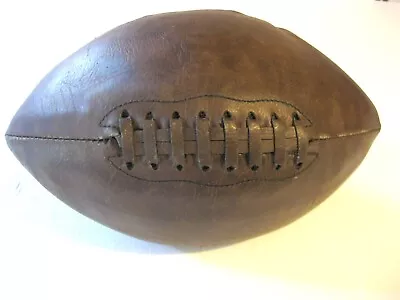 1920's ANTIQUE LEATHER FOOTBALL W ORIGINAL FLAT LACING HAND STITCHED HOLDS AIR • $199