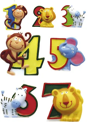 SAFARI ANIMAL NUMBER Candles Birthday Party Cake Decoration Monkey Lion Zebra • $3.54