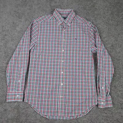 Vineyard Vines Shirt Mens Small Red Green Plaid Tattersall Slim Fit Whale Logo • $19.99