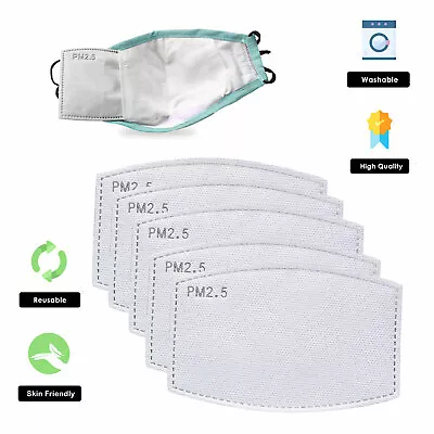 PM2.5 FILTER For Face Mask Washable Reusable Cotton Activated Carbon Replace Lot • £1.05